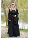 Vestito Medieval Burglinde con maniche a tromba - Nero