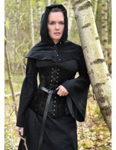 Vestito Medieval Burglinde con maniche a tromba - Nero 2