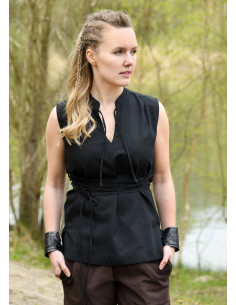 Blusa vichinga smanicata modello Levke, nera