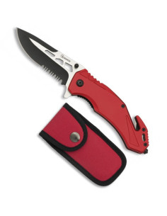 Coltello da soccorso rosso Albainox, fodero coordinato