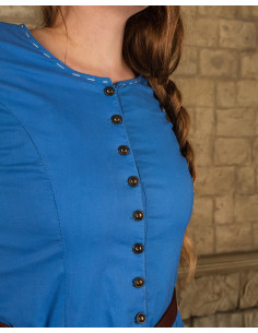 Abito medievale modello Elodie, blu-crema 2
