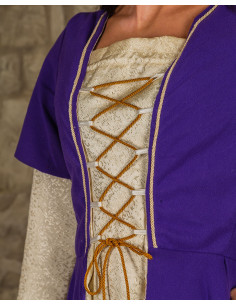 Abito da donna medievale modello Madeline, viola/crema 2