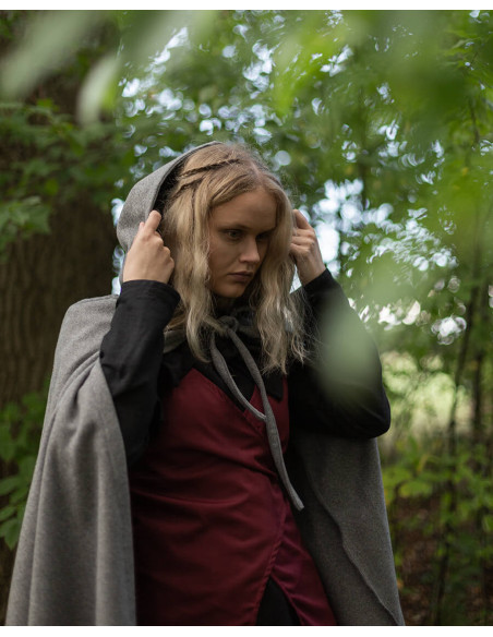 Mantello medievale in lana grigia...