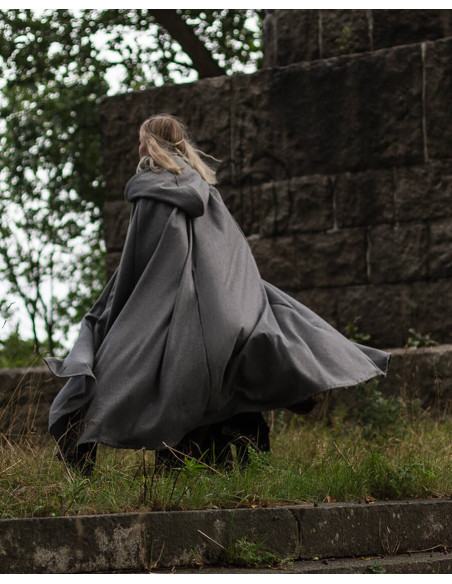 Mantello medievale in lana grigia...