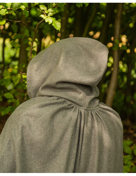 Mantello medievale in lana grigia...