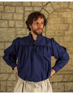 Camicia pirata ampia modello Ansgar, colore blu