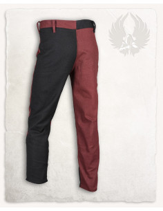 Pantaloni medievali modello Gustavo, nero-bordeaux 2