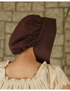 Cuffia medievale in cotone modello Anna, marrone 2