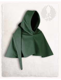 Gugel medievale in cotone verde modello Benson