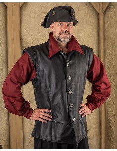 Gilet pirata in pelle modello Tilly, colore nero
