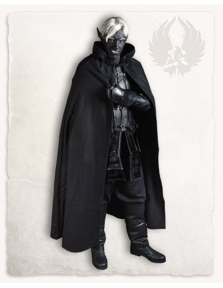 Mantello Aaron medievale in lana nera...