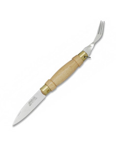 Coltello con forchetta nel manico, lama 7 cm.