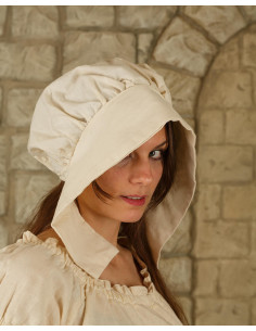 Cuffia medievale in cotone modello Anna, color crema