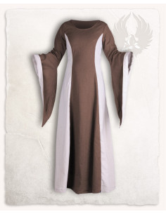 Abito medievale in cotone modello Calla, marrone-crema 2