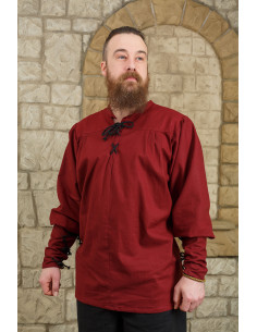 Camicia medievale con cravatte modello Simon, bordeaux