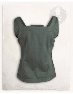 Corpetto medievale modello Ursula in cotone verde 2