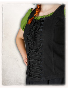 Corpetto medievale modello Ursula in cotone nero 2