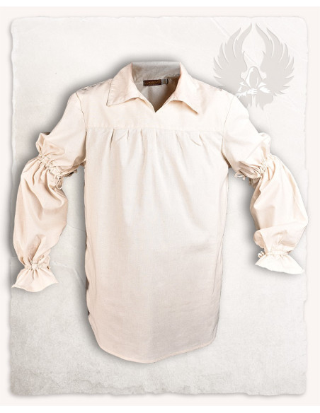 Camicia medievale in cotone crema...