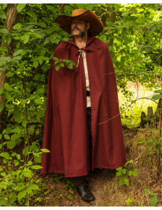 Mantello medievale in cotone bordeaux modello Harun