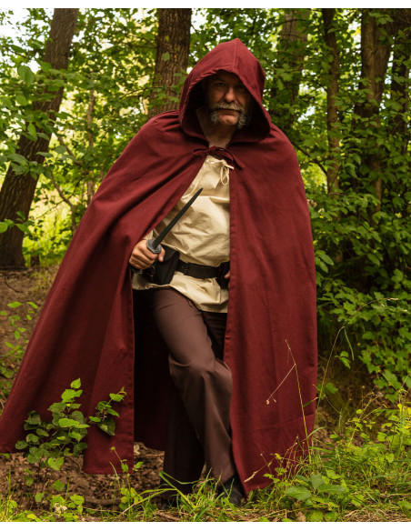 Mantello medievale in cotone bordeaux...