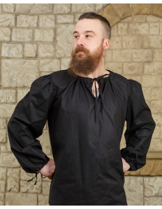 Camicia medievale modello Rafael, cotone nero