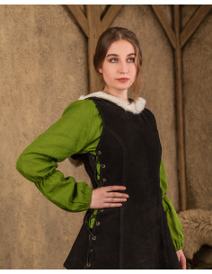 Abito medievale con cappuccio modello Freya, colore nero