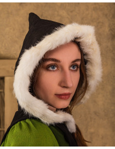 Abito medievale con cappuccio modello Freya, colore nero 2