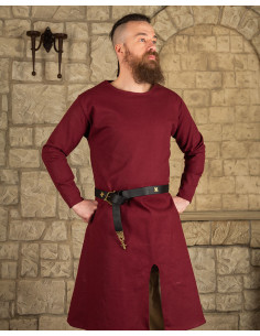 Tunica lunga medievale in cotone bordeaux modello Wolfram