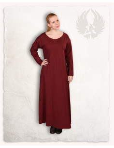 Tunica medievale da donna in cotone bordeaux modello Lenora