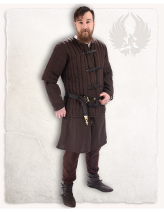 Gambeson medievale marrone a maniche corte modello Gustav