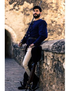 Giacca medievale modello Rafael, cotone blu