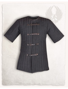 Gambeson medievale nero a maniche corte modello Gustav
