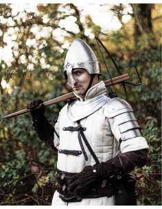 Lungo gambeson medievale modello Leopold, color crema 2