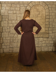 Abito medievale in cotone premium modello Lenora, marrone 2