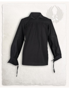 Camicia medievale in cotone nero modello Tilly