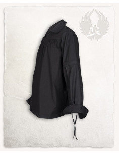 Camicia medievale in cotone nero modello Tilly 2