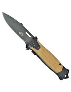 Coltello da campo manico marrone assistito (totale 23 cm.)