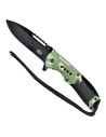 Coltello tattico con manico mimetico verde (totale 21,5 cm.)