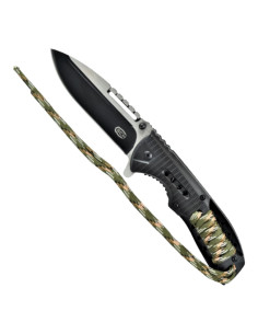 Coltello tattico manico cordino mimetico verde (totale...