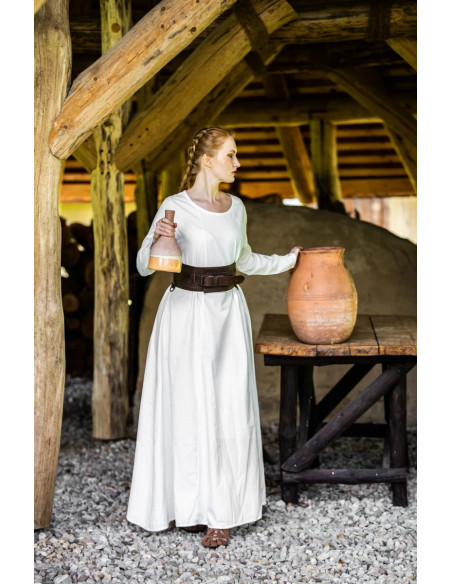 Lunga tunica bianca naturale per una...