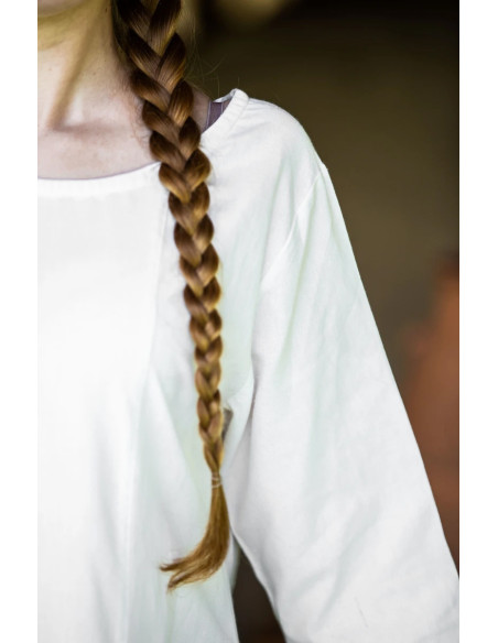 Lunga tunica bianca naturale per una...