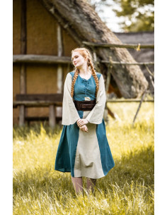 Abito medievale in cotone azzurro modello Ilse