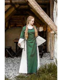 Abito medievale donna Angie, verde-bianco naturale