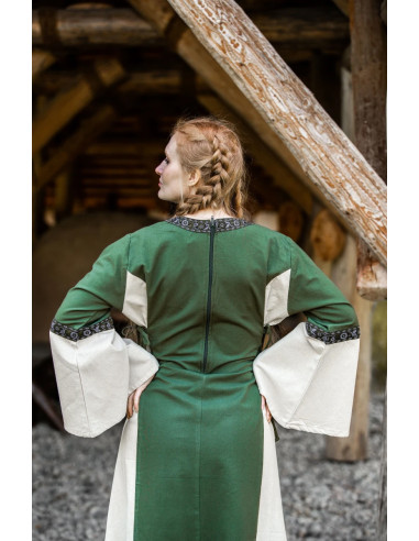 Abito medievale donna Angie, verde-bianco naturale ⚔️ Negozio