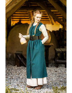 Abito contadino medievale modello Arlette, colore verde 2