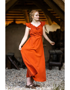 Abito lungo medievale modello Clara, colore arancio scuro 2
