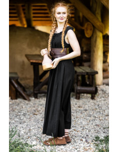 Abito lungo medievale modello Ella, colore nero