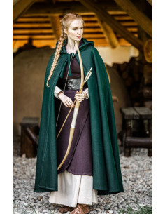 Classico mantello medievale Elinor colore verde con...