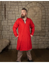 Tunica medievale incrociata in lana rossa, modello Shapur