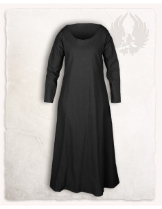Tunica medievale da donna in cotone nero modello Lenora